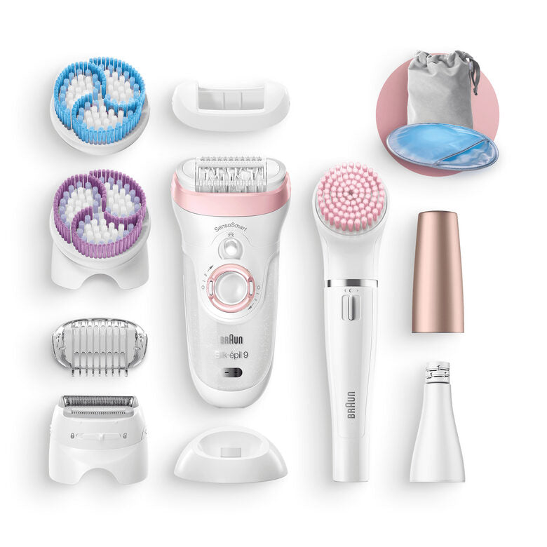 Braun Silk-épil 9 9-975 Beauty Set Epilatore Donna 6-In-1 Wet&Dry Senza Fili – Rasoio, Spazzola Esfoliante Corpo, Kit Pulizia Viso Corpo