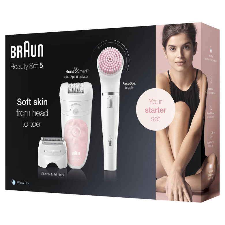 Braun Silk-épil 5 Wet&Dry Silk-épil 5 5-875 Beauty Set Per Le Prime Epilazioni 4-In-1 Wet&Dry Senza Fili – Epilatore Donna, Rasoio, Rifinitore, Kit Pulizia Viso