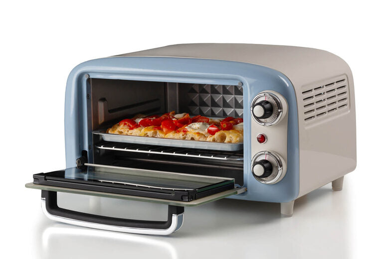 Ariete 3919 Forno Elettrico Vintage, 800W, Capacità 10L, Doppio vetro, Retrò, Celeste