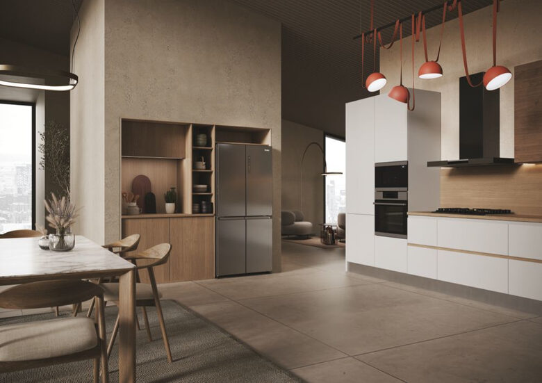 Haier HCR3818ENMM Cube 83 Serie 3 Frigorifero Side By Side Libera Installazione 467 L E Platino Stainless steel