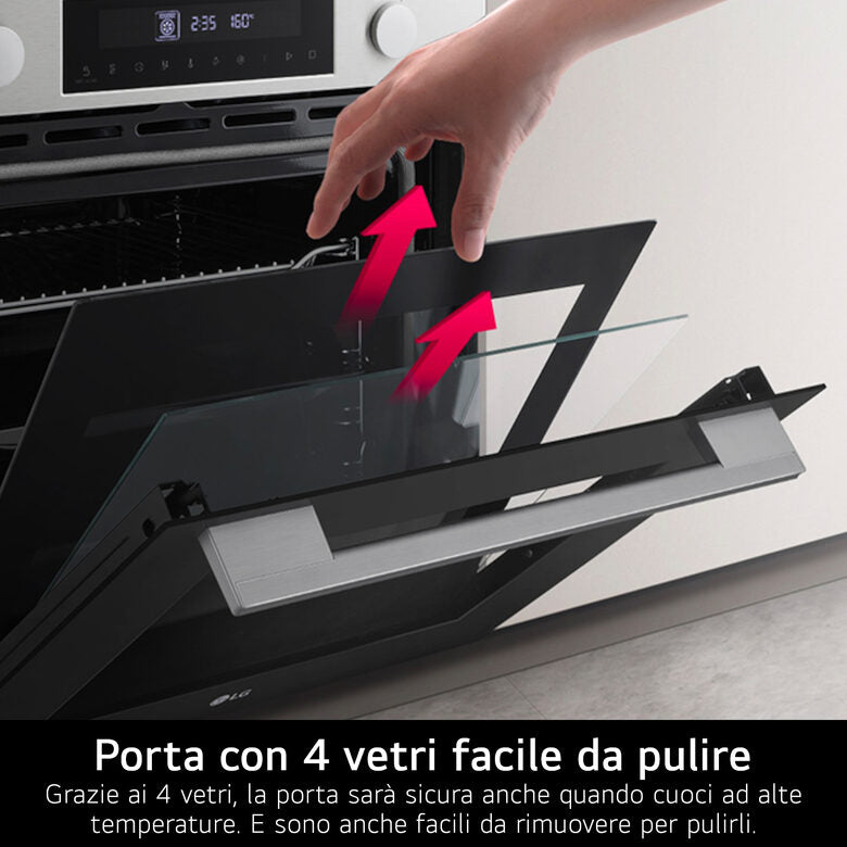 LG Forno 72L Classe A | 11 modalità di cottura, Frittura ad aria, Modalità pizza, Lievitazione, Pulizia pirolitica | Acciaio