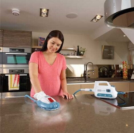 Black & Decker FSH10SM Pulitore a vapore portatile 0,1 L 1000 W Turchese, Bianco