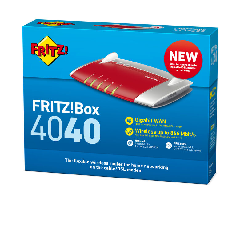 FRITZ! Box 4040 router wireless Gigabit Ethernet Dual-band (2.4 GHz/5 GHz) Rosso