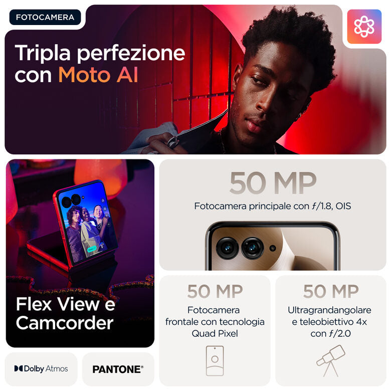 Motorola razr 60 Ultra con Moto AI (16/512GB, 50+50MP, selfie 50MP, display esterno 4.0" interno 7" pOLED 165Hz, Qualcomm Snapdragon 8 Elite, 4700mAh, 5G, Dual SIM, Android 15) PANTONE Mount