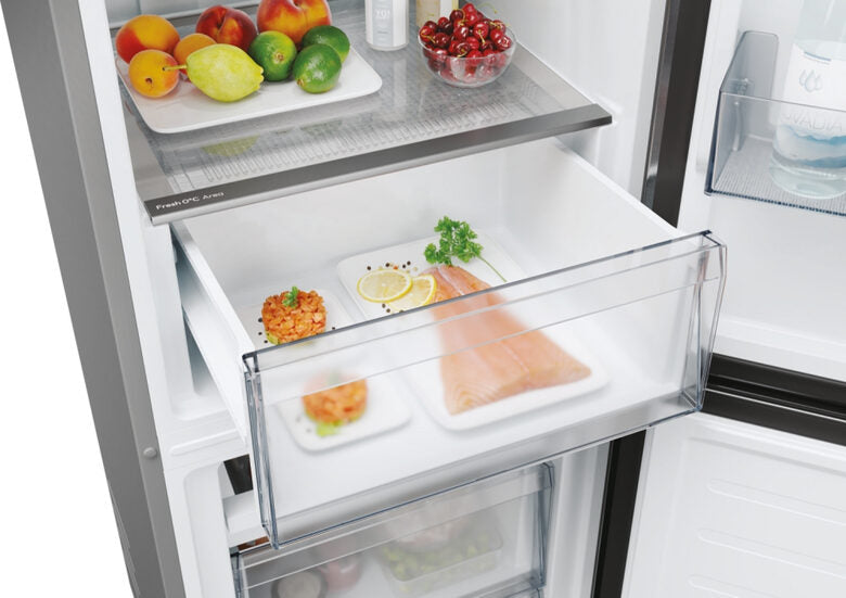 Candy CNCQ2T518EX City Fresco 300 Frigorifero Combinato A Libera Installazione, No Frost, Circle Fresh, Classe E, Acciaio Inox