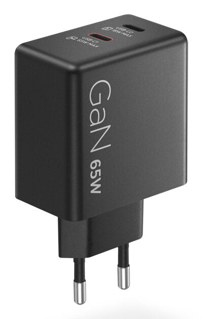 Lenovo Dual USB-C 65W GaN Charger, alimentatore compatto da muro con doppia Type-C, cavo USB-C 1,5 m incluso - ideale per laptop, cellulare e tablet: un solo caricabatterie per più dispositivi