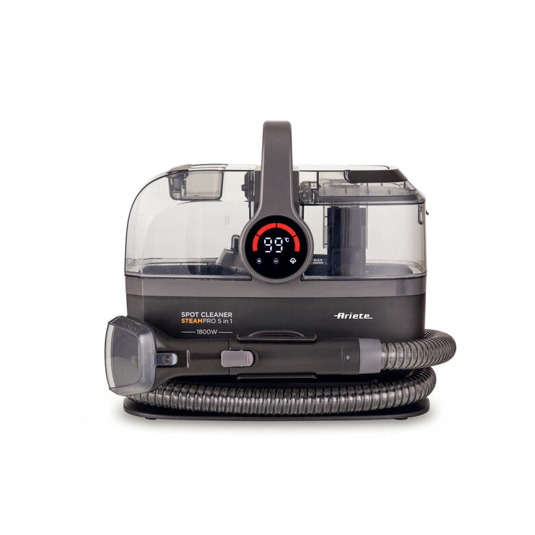 Ariete 2484 Spot Cleaner Steam PRO 5in1, Lavatappeti e pulitore a vapore, Elimina macchie da interni Auto, Divani, Moquette, Materassi, tappeti, 1800W, 3 modalità di pulizia, Elevata potenza