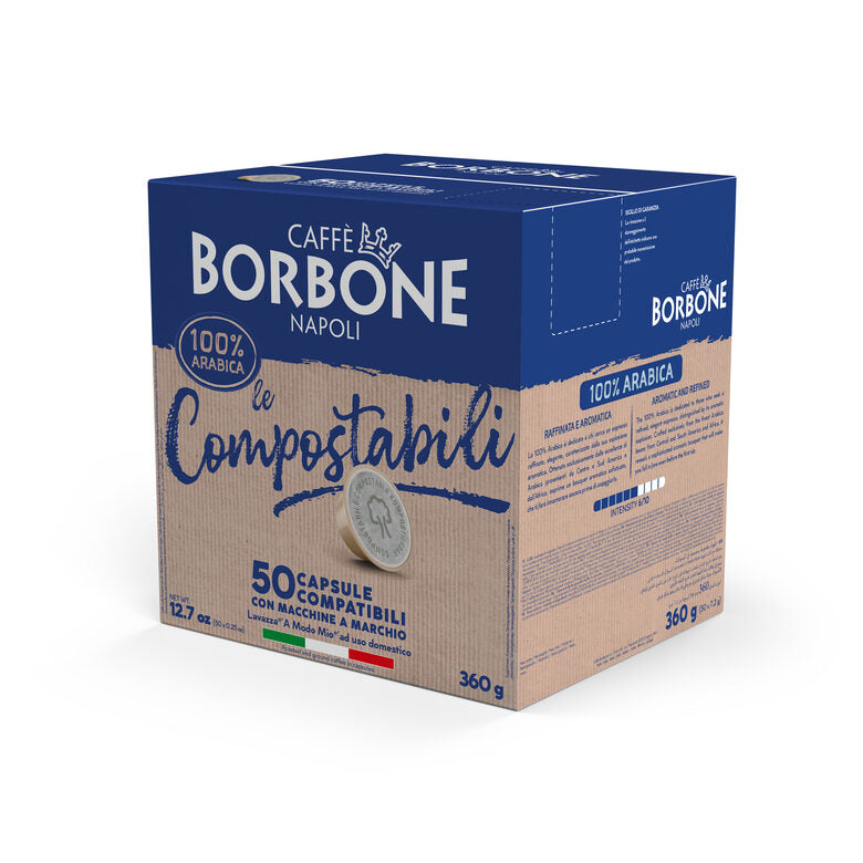 Caffè Borbone Capsule Compatibili Sistema A Modo Mio - Miscela 100% Arabica Compostabili - Smaltibili In Raccolta Umido - 50 Capsule