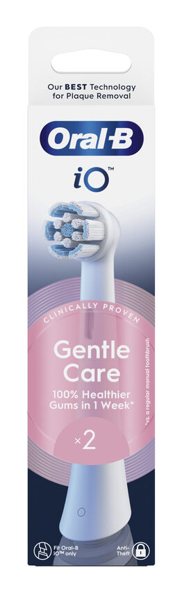 Oral-B Testine di Ricambio iO Series Gentle Care Bianche, Testine Rotonde Originali, per Gengive Sensibili, 2 Testine