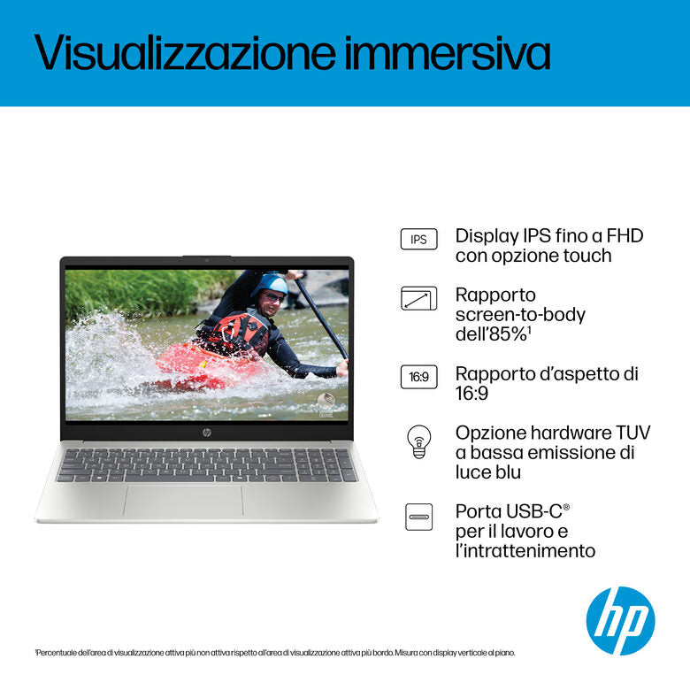 HP AI 15-fd2026nlx Intel Core Ultra 5 225U Computer portatile 39,6 cm (15.6") Full HD 8 GB DDR5-SDRAM 512 GB SSD Wi-Fi 6 (802.11ax) Windows 11 Home AI PC Argento