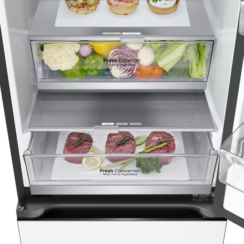LG GBB72BM9DQ Frigorifero combinato, Classe D, 387L, Wi-Fi, Wine Rack, Vetro bianco satin