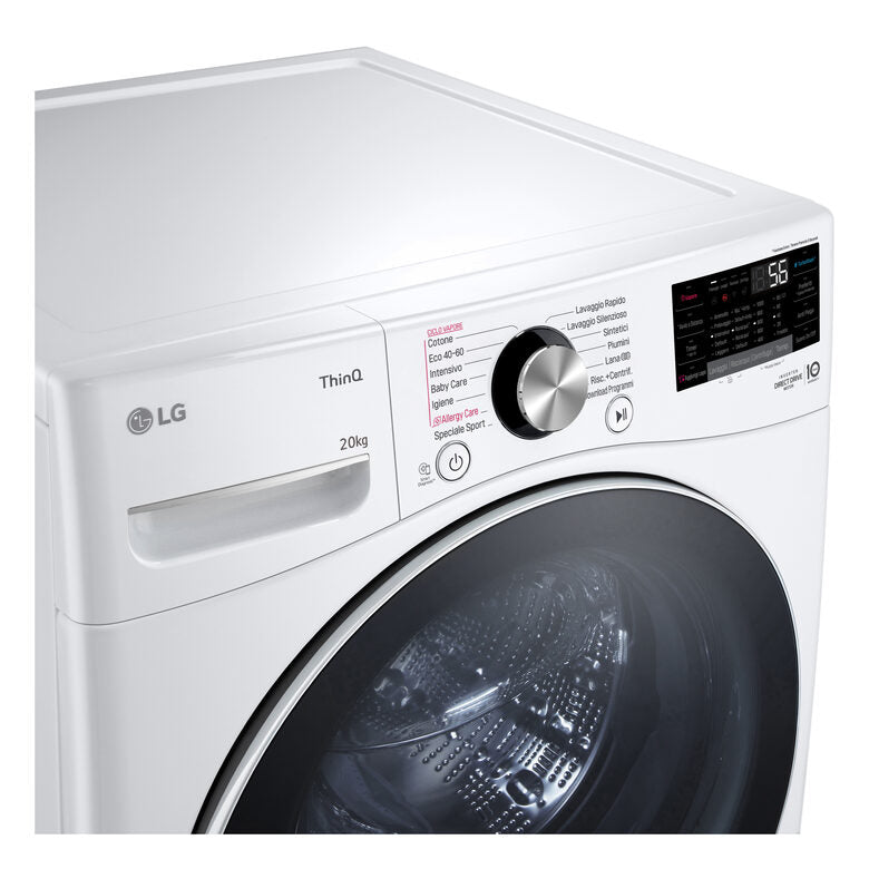 LG F0P3020TSWC Serie P3 Lavatrice XL A Libera Installazione 20 Kg, 1000 Giri, AI DD™, TurboWash 360, Lavaggio A Vapore, Wi-Fi, Classe B, Bianco