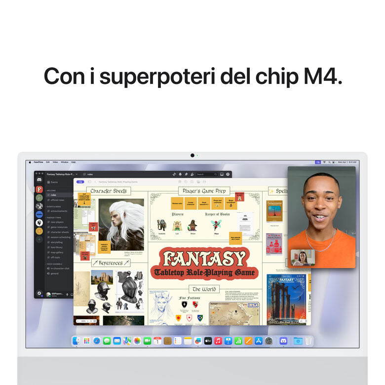 Apple iMac 24"Retina Display 4,5K, Chip M4 con CPU 8‑core, GPU 8‑core, 16GB, 256GB SSD, Argento