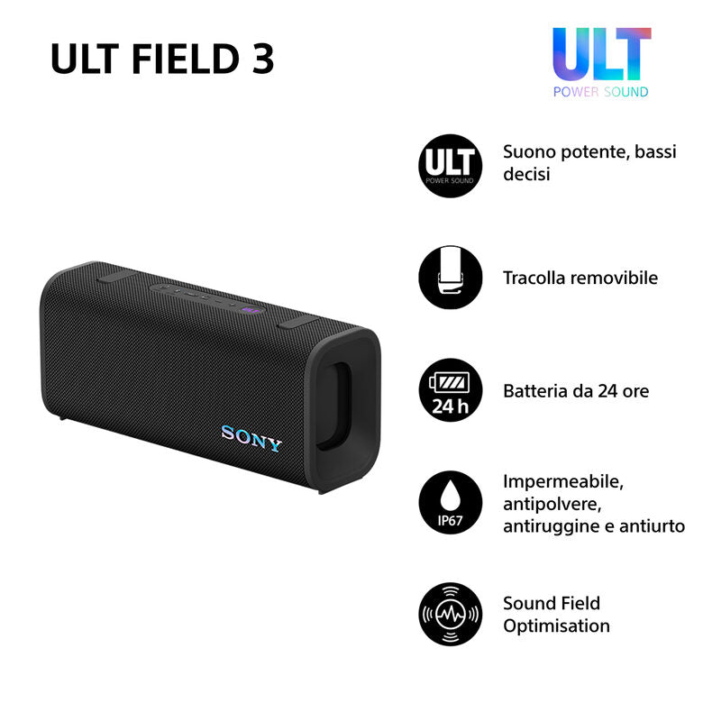 Sony SRSULT30B Altoparlante portatile stereo Nero