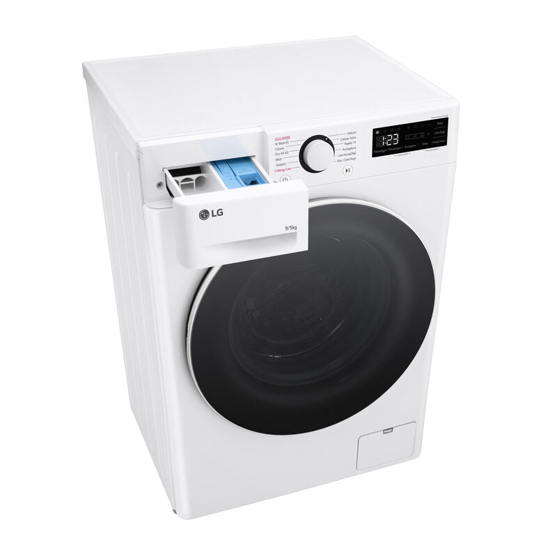 LG D2R5S09TSWW Serie R5 Lavasciuga Slim A Libera Installazione 9/5 Kg, 1200 Giri,  AI Dd, AI Wash, TurboWash 360, Vapore, Allergy Care, Classe E, Bianco