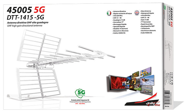 G.B.S. Elettronica DTT-1415 -5G antenna televisiva Esterno 15 dB