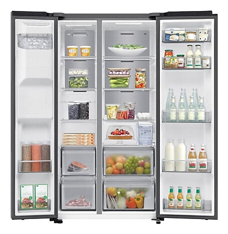 Samsung RS70F65KETEF Frigorifero Side By Side A Libera Installazione, AI Inverter, All-around Cooling, AI Hybrid Cooling, Dispenser Senza Allaccio Idrico, Classe E, Inox