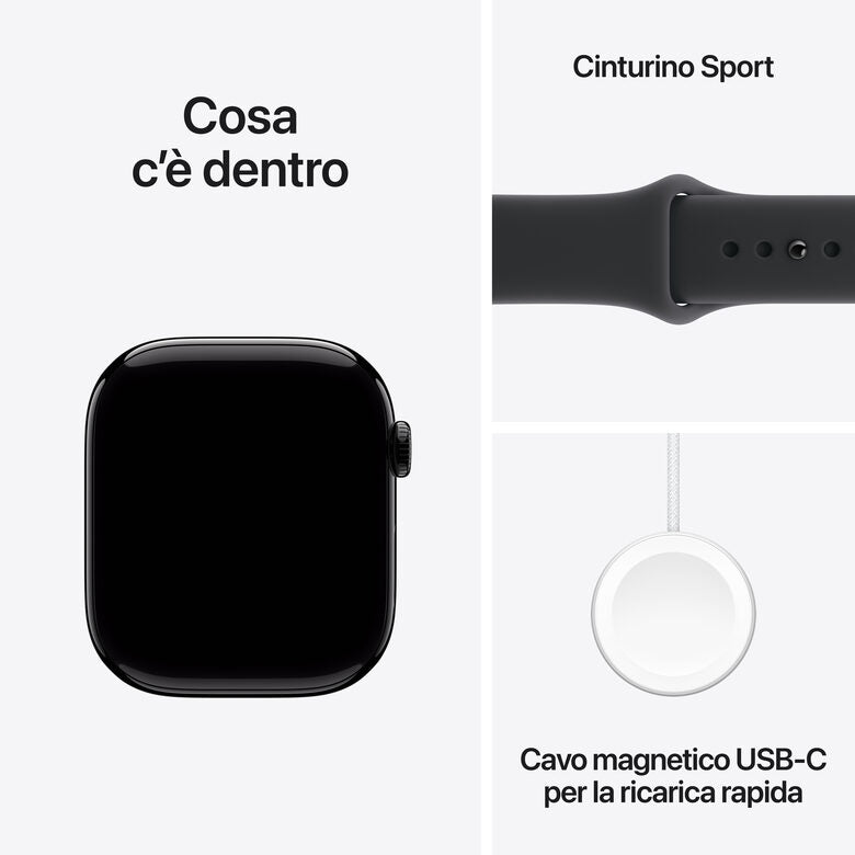 Apple Watch Series 11 GPS 46mm Cassa Alluminio Jet Black con Sport Band Nero - S/M