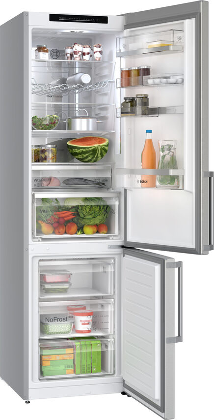 Bosch KGN39AIAU Serie 6 Frigorifero Combinato A Libera Installazione, No Frost, MultiAirflow, Tecnologia VitaFresh, Classe A, Acciaio Spazzolato Anti-impronta