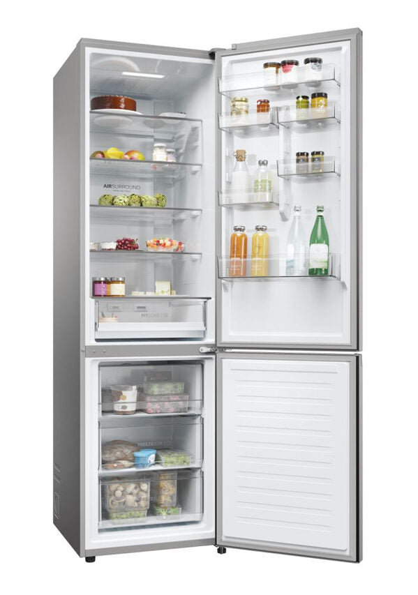 Haier HDPW3620DNPD 2D 60 Serie 3 Frigorifero Combinato A Libera Installazione, No Frost, Tecnologia Haier Air Surround, Haier Artificial Intelligence, Classe D, Acciaio Inox