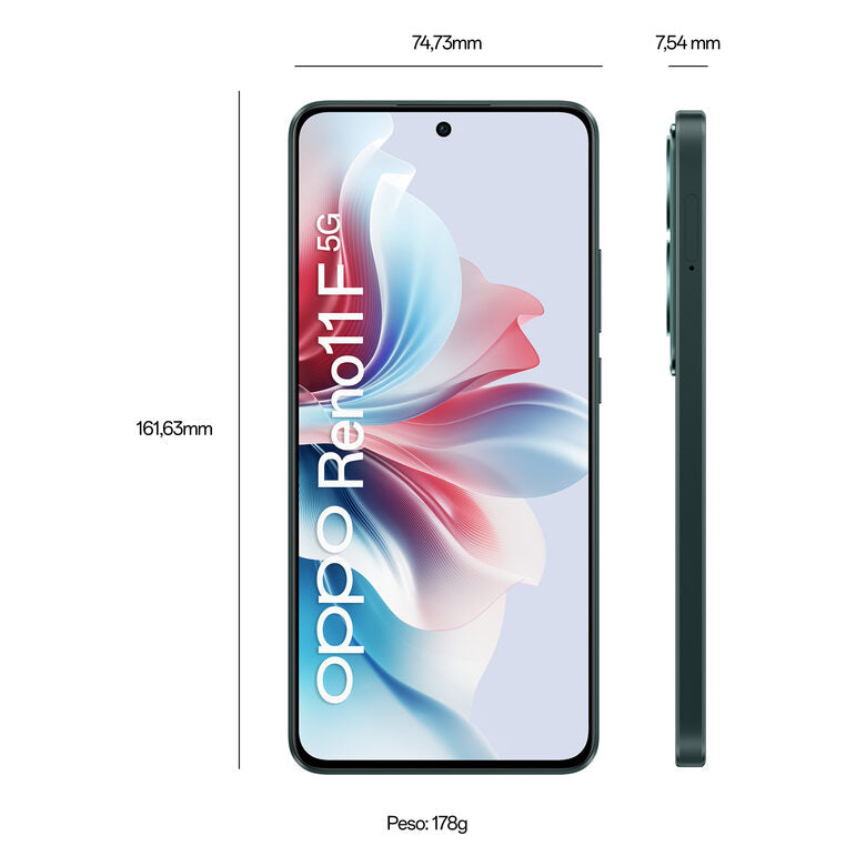 OPPO Reno11 F 5G Smartphone, AI Tripla fotocamera 64+8+2MP, Selfie 32MP, Display 6.7” 120HZ AMOLED FHD+, 5000mAh, RAM 8(Esp4GB/6GB/8GB)+ROM 256GB (esp2TB), [Versione Italia], Palm Green
