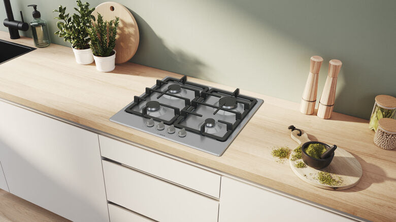 Bosch Serie 4 PGP6B5K90 Piano cottura a gas 60 cm 4 fuochi Acciaio Inox