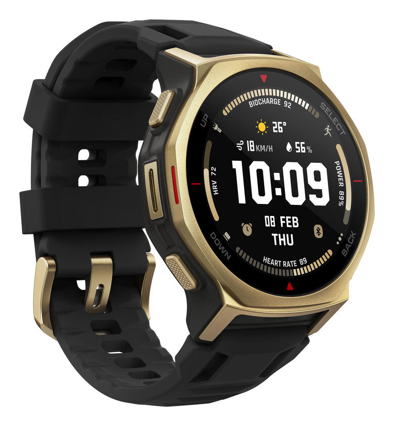 Amazfit T-rex 3 Pro 3,35 cm (1.32") AMOLED 44 mm Digitale 466 x 466 Pixel Touch screen Nero Oro Wi-Fi GPS (satellitare)