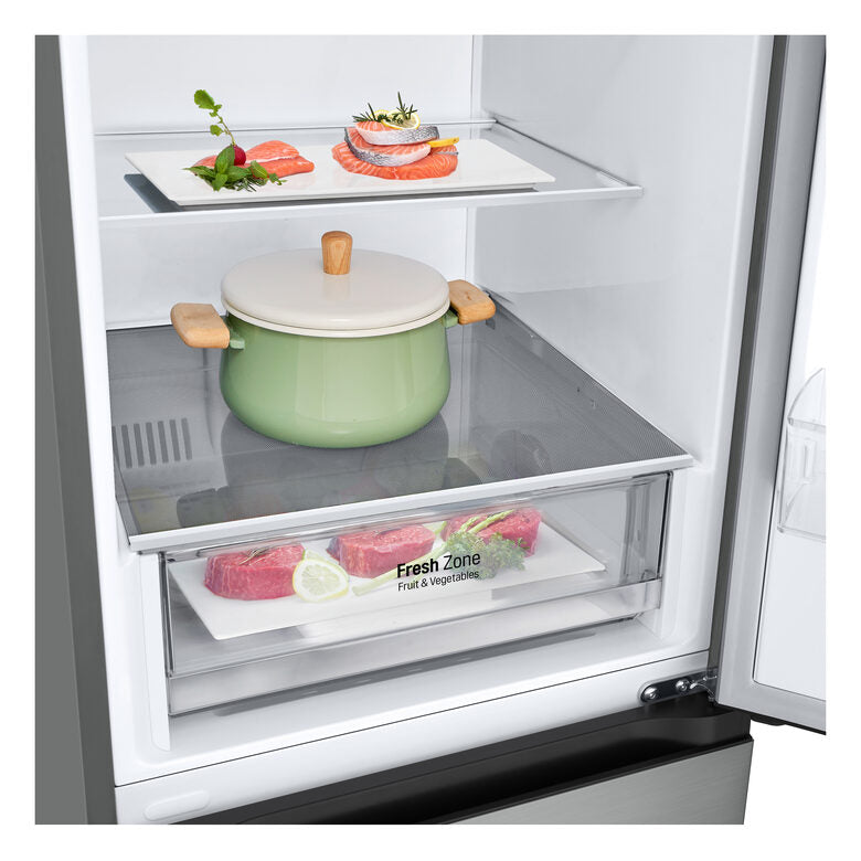 LG GBV22L0EPY Frigorifero combinato, Classe E, 387L, Door Cooling, Smart Diagnosis, Total No Frost | Prime Silver