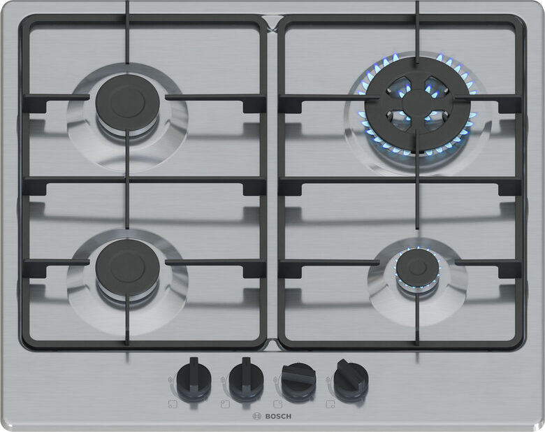 Bosch Serie 4 PGH6B5K60 , Piano cottura a gas, 60 cm, Acciaio inox