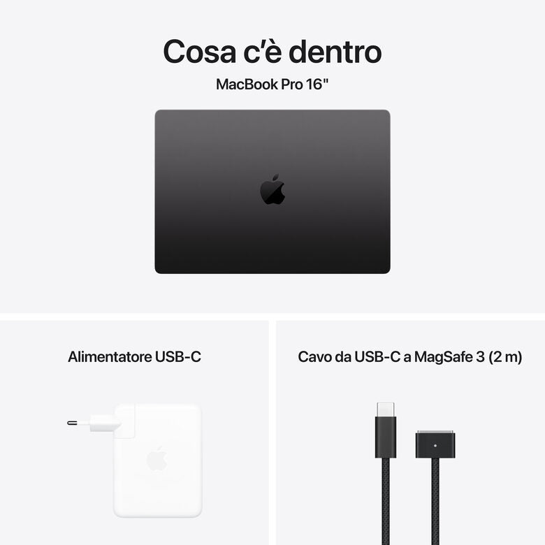 Apple MacBook Pro 16": Chip M4 Pro con cpu 14 core e gpu 20 core, 512GB SSD - Nero siderale