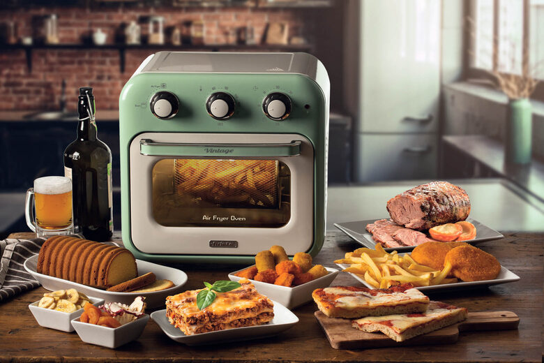 Ariete 4632 Friggitrice ad aria e forno Vintage, 1400W, 2in1, Capacità 16L, Accessori inclusi, Timer 60 minuti, Doppio vetro, Verde