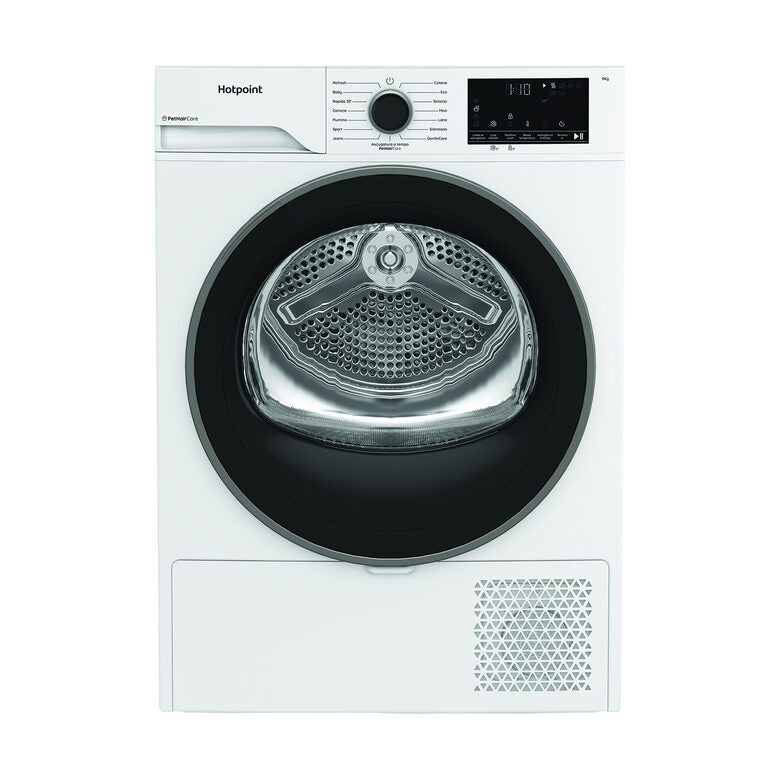 Hotpoint Ariston HPT 94D BS IT Asciugatrice A Libera Installazione 9 Kg, Pompa Di Calore, PetHairCare, GentleCare, Classe C, Bianco