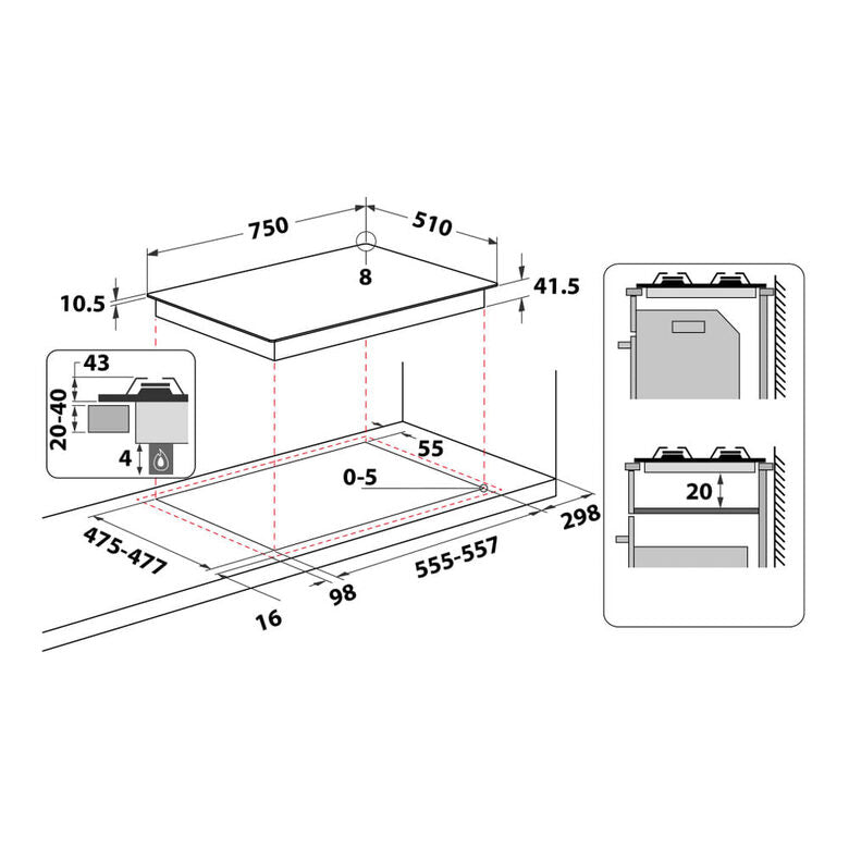 Hotpoint Piano cottura a gas FTGHG 751 D/HA(BK)