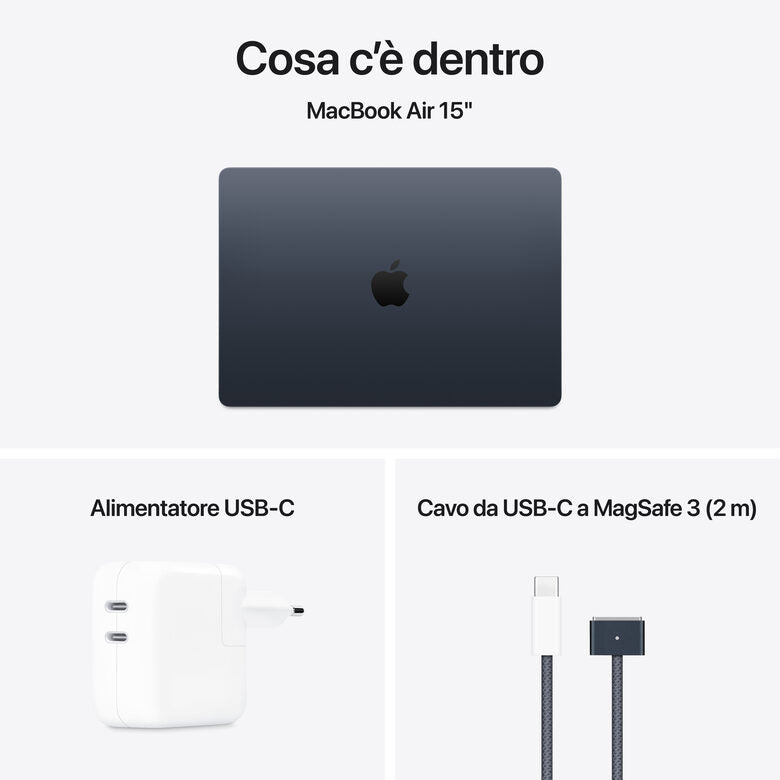 Apple MacBook Air 15'' M4 chip 10-core CPU 10-core GPU, 16GB, 512GB SSD - Mezzanotte