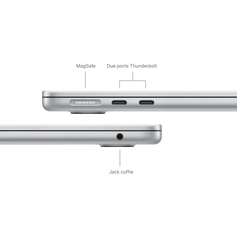 Apple MacBook Air 13": Chip M3 con CPU 8-core e GPU 10-core, 512GB SSD - Argento