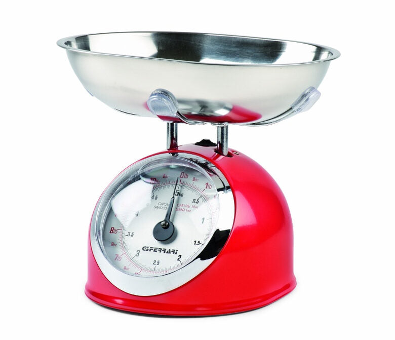 G3 Ferrari Aska Rosso, Acciaio inossidabile Superficie piana Rotondo Bilancia da cucina meccanica