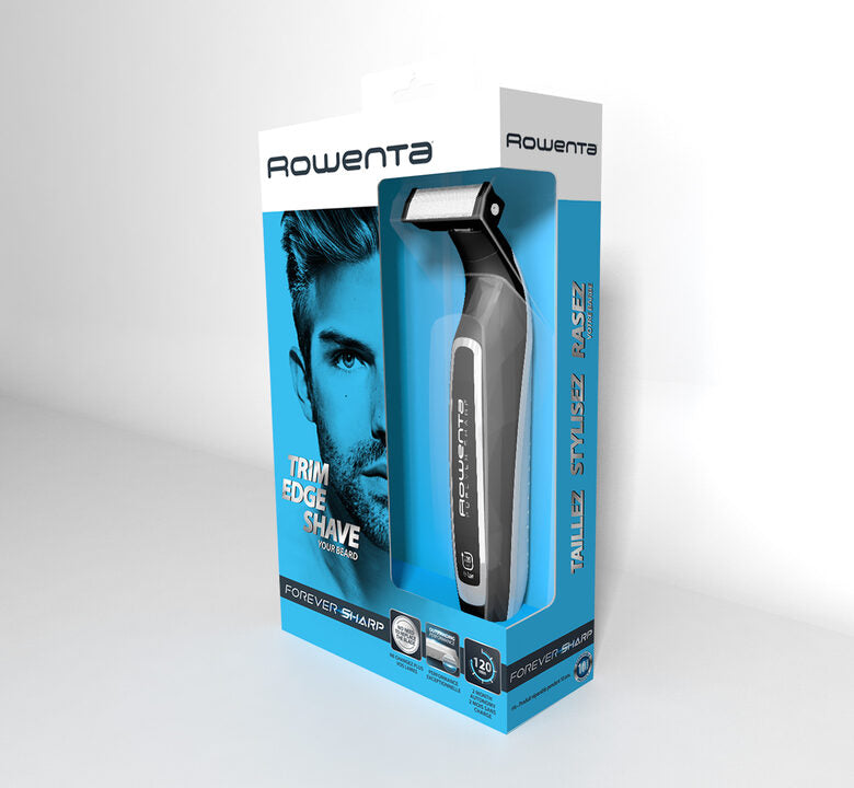 Rowenta TN6000 Forever Sharp per Radere, Regolare e Rifinire, Lame in Acciaio Inox Autoaffilanti e 3 Pettini Regolabarba, Batteria al Litio, Autonomia 120 min