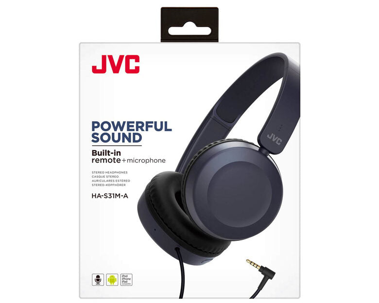 JVC HA-S31M-A Auricolare Cablato A Padiglione Musica e Chiamate Blu