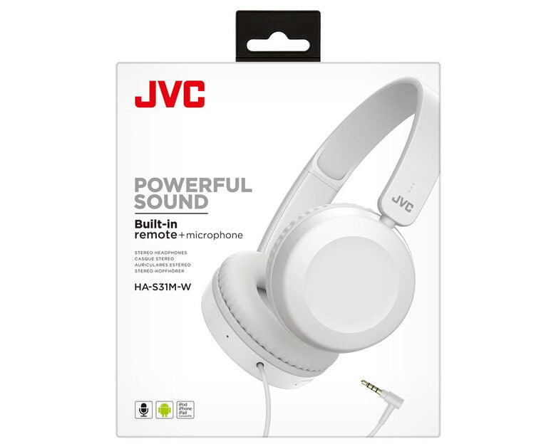 JVC HA-S31M-W Auricolare Cablato A Padiglione Musica e Chiamate Bianco