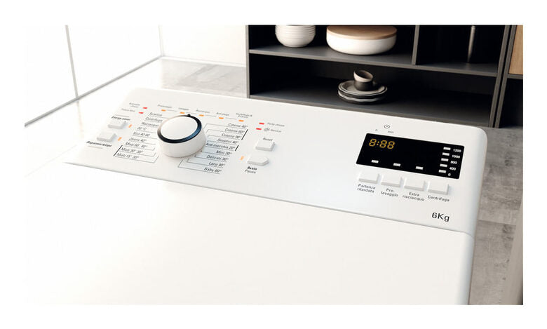 Hotpoint Ariston WMTF624UIT Lavatrice A Libera Installazione A Carica Dall'alto 6 Kg, 1200 Giri, Antimacchia, Classe C, Bianco