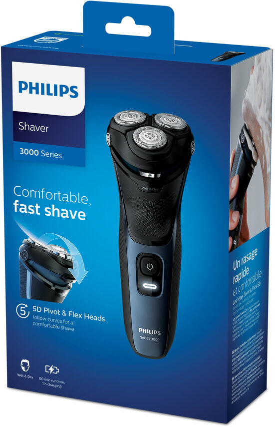 Philips Norelco Shaver 3100 Rasoio elettrico Wet & Dry, Serie 3000
