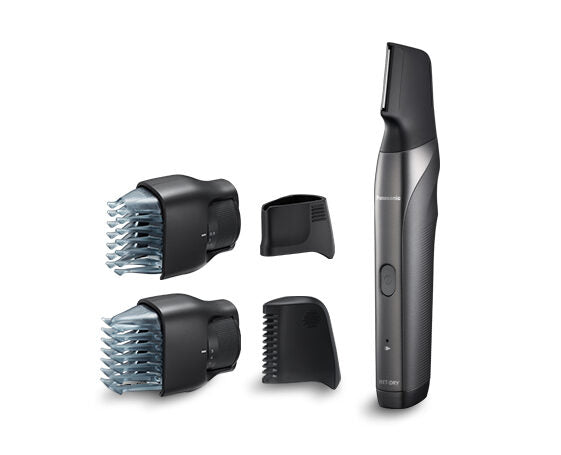 Panasonic ER-GY60, Regolabarba, Viso e corpo, Lama verticale, 4 Pettini accessori, 30 step taglio, Wet&Dry, Silver