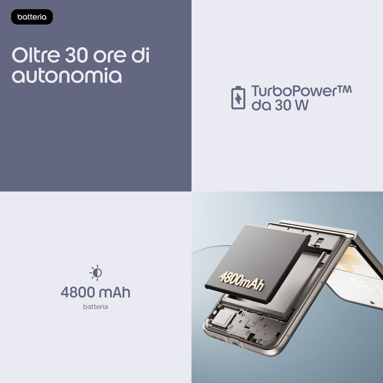 Motorola razr 70 (8/256GB, Doppia camera 50MP, Display interno FHD+ 6.9" 120Hz e esterno 3.62", MediaTek Dimensity 7450X, 4800mAh, TurboPower 30W, Android 16), PANTONE Hematite