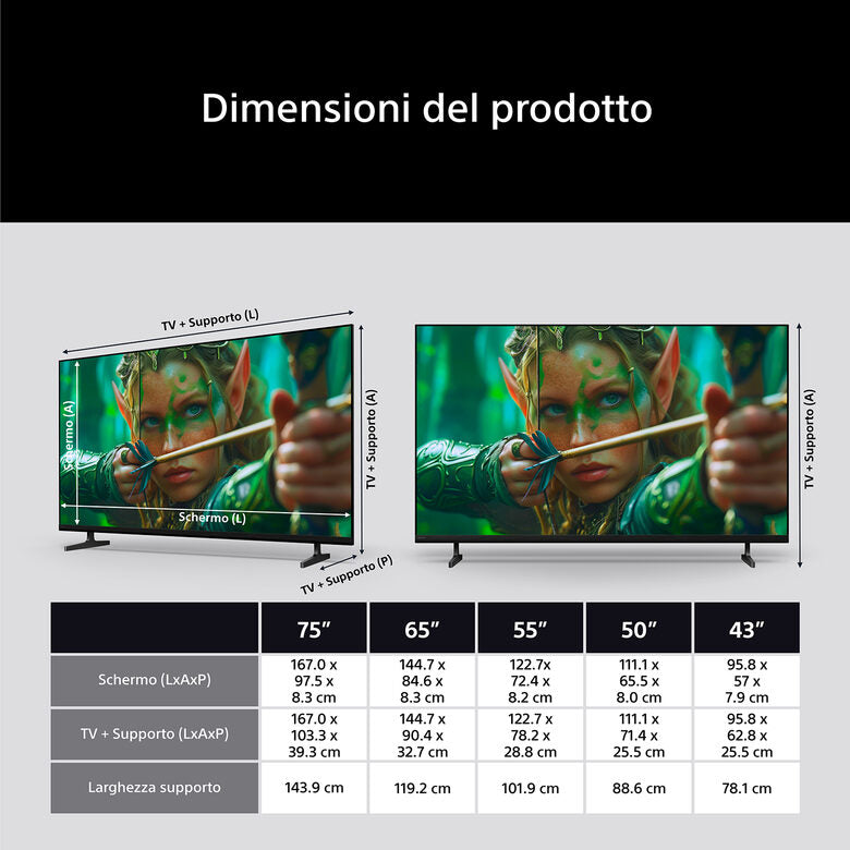 SONY Smart TV LED 75" BRAVIA 2 II S25M2 4K UHD Wi-Fi Nero