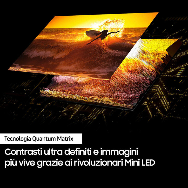 Samsung QN90D TV Neo QLED 4K 98” QE98QN90DATXZT Smart TV Wi-Fi Titan Gray Processore NQ4 AI GEN2, Tecnologia Quantum Matrix, Neo Slim Design, Dolby Atmos