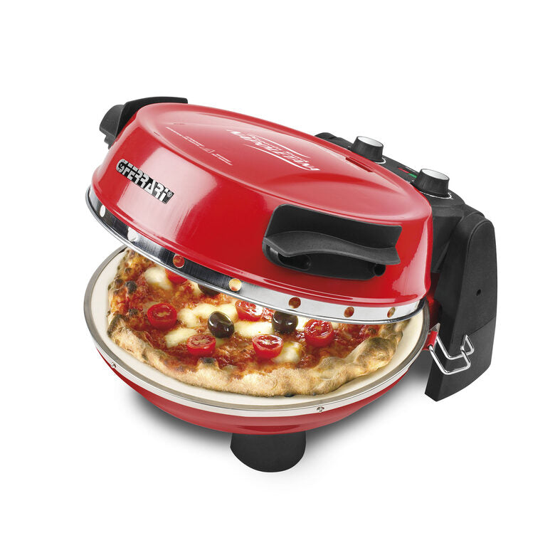 G3 Ferrari G10032 Pizzeria Snack Napoletana Forno Pizza Plus Evo, Doppia Pietra Refrattaria, Diametro 31 cm, 1200 W, Palette e ricettario inclusi, Rosso