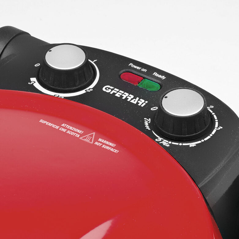 G3 Ferrari G10032 Pizzeria Snack Napoletana Forno Pizza Plus Evo, Doppia Pietra Refrattaria, Diametro 31 cm, 1200 W, Palette e ricettario inclusi, Rosso