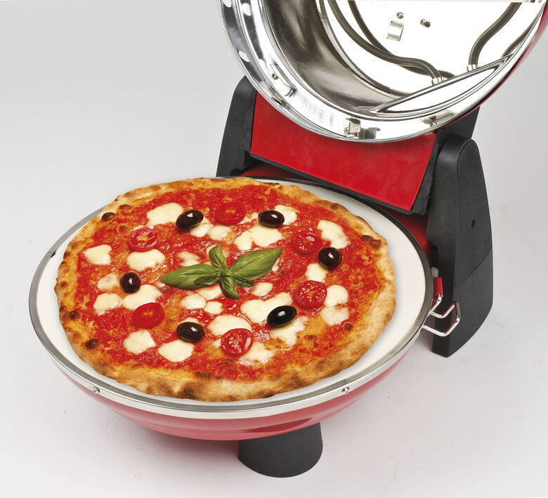 G3 Ferrari G10032 Pizzeria Snack Napoletana Forno Pizza Plus Evo, Doppia Pietra Refrattaria, Diametro 31 cm, 1200 W, Palette e ricettario inclusi, Rosso