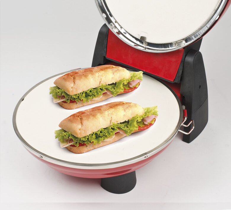 G3 Ferrari G10032 Pizzeria Snack Napoletana Forno Pizza Plus Evo, Doppia Pietra Refrattaria, Diametro 31 cm, 1200 W, Palette e ricettario inclusi, Rosso