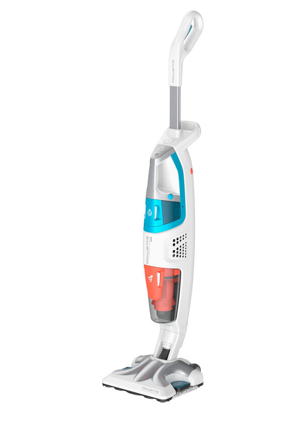 Rowenta RY8534 Clean & Steam Multi Scopa Lavapavimenti, Aspira e Igienizza Contemporaneamente tutte le superfici, Elimina Germi e Batteri, Serbatoio Portatile Amovibile, Senza Sacco, Bianca
